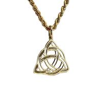 Collier en argent sterling 925 26 x 15 mm Chaîne 45 cm Bijou nœud la Trinité Breloque religieux gravé Plaqué or | LKRPG_0758