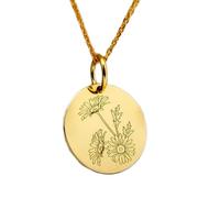 Collier en argent sterling 925 28 mm Chaîne 45 cm Bijou du mois Breloque fleur d'avril plaqué or | LKRPG_0293