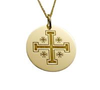 Collier en argent sterling 925 28 mm Chaîne 45 cm Jérusalem protection chrétienne pour homme Plaqué or | LKRPG_0605