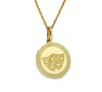 Collier en argent sterling 925 28 mm Chaîne 45 cm Pendentif avec masque comédie et tragédie Bijoux théâtre | LKRPG_0219