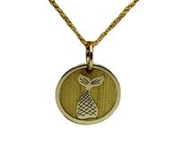 Collier en argent sterling 925 28 mm chaîne 45 cm queue sirène femme Fairy Tail océan plaqué or | LKRPG_0624