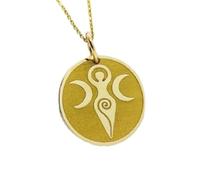 Collier en argent sterling 925 28 mm | Collier déesse spirale | Déesse délicate | Bijou triple lune | Breloque païenne | Collier pendentif symbole wiccan | Bijou fait main plaqué or | LK_PNK_00767