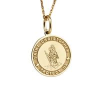 Collier en argent sterling 925 28 mm|Collier Saint Christophe|Breloque de protection pour les voyages|Médaillon de voyage|Bijou chrétien|Pendentif Saint|Amulette|Bijou fait main plaqué or|LK_PNK_0674