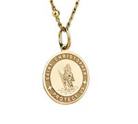 Collier en argent sterling 925 28 mm | Collier Saint Christophe | Breloque de protection pour motards | Bijou chrétien | Pendentif Saint | Pour voyageurs | Bijou fait main plaqué or | LK_PNK_00750