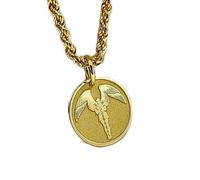 Collier en argent sterling 925, 28 mm | Pendentif archange Michel plaqué or | Collier saint | Bijou de protection | Breloque ange gardien | Collier religieux | Bijou fait main plaqué or | LK_PNK_00224