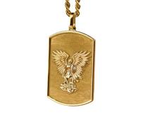 Collier en argent sterling 925 30 x 19 mm Chaîne 45 cm Pendentif avec d'identité l'archange Michel Protection spirituelle, chrétienne et catholique Plaqué or | LKRPG_0462