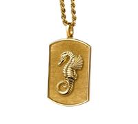 Collier en argent sterling 925 30 x 19 mm|Chaîne de 45,7 cm|Collier pendentif motif hippocampe|Bijou pendentif|Inspiré de l'océan et de l'histoire militaire|Bijou fait main plaqué or|LK_PNK_0456