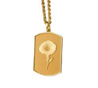 Collier en argent sterling 925 30 x 19 mm | Chaîne de 45 cm | Pendentif fleur de naissance en forme de médaille d'anniversaire | Chaîne en corde | Anniversaire de septembre | Plaqué or | 00440