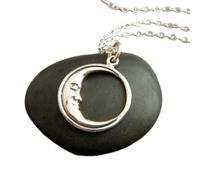 Collier en argent sterling 925 avec pendentif croissant de lune, breloque lune argentée, bijou délicat d'astrologie céleste, bijou du quotidien | Chaîne de 45 cm | Plaqué argent | LK_PNK_02696