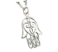 Collier en argent sterling 925 avec pendentif cœur et main de Hamsa, filigrane, petit pendentif zen yoga, symbole de protection et de foi, bijou khamsa chamsa|avec chaîne de 45 cm|plaqué argent|_2982