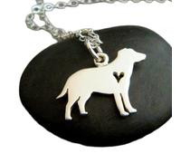 Collier en argent sterling 925 avec pendentif en forme de cœur pour petit labrador retriever, grande breloque pour animal de compagnie, cadeau simple, bijou d'amour animalier | avec chaîne de 45 cm
