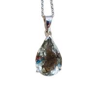 Collier en argent sterling 925 avec pendentif en forme de poire et chaîne de 45 cm, améthyste verte naturelle 10 x 12 mm, blanc facetté, idéal pour la guérison, la croissance spirituelle et le