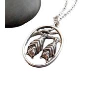 Collier en argent sterling 925 avec pendentif « maman » et « chauve-souris ». Breloque d'Halloween. Animal nocturne. Créature ailée, symbole du mysticisme nocturne. Avec chaîne de 45,7 cm. Plaqué