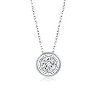 Collier En Argent Sterling 925 Avec Pendentif Rond Brillant En Zircone Transparente Pour Femme, Bijou De Mariage