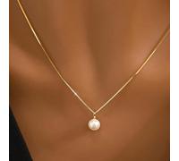 Collier en argent sterling 925 avec perle d'eau douce naturelle (0,65-0,75 cm/0,25-0,3 po), à la mode et léger, convient pour le mariage et les occasions de fiançailles Argent sterling 925
