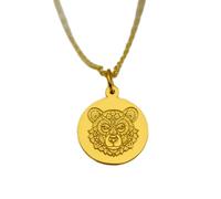 Collier en argent sterling 925, chaîne de 22 mm (18 pouces) | Pendentif mandala tête d'ours - symbole de force et de vitalité pour les amoureux de la nature | Bijou fait main plaqué or | LK_PNK_01830