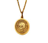 Collier en argent sterling 925, chaîne de 24 mm (18 pouces)|Pendentif memento mori, amor fati, stoïcisme, porte-bonheur, cadeau d'anniversaire pour une marraine|Bijou fait main plaqué or|LK_PNK_0951
