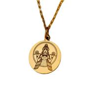 Collier en argent sterling 925, chaîne de 45,7 cm (18 pouces), pendentif ajustable Inanna, déesse mésopotamienne, symbole Ishtar, porte-bonheur zoroastrien, plaqué or, bijou fait main | LK_PNK_01320