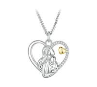 Collier en Argent Sterling 925, Collier cœurs, Double zircone cubique, Collier Maman et Enfant Femme, à la Mode