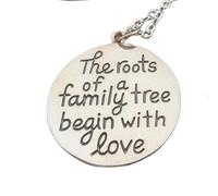 Collier en argent sterling 925 « Les racines d'un arbre généalogique commencent par l'amour », pendentif pour frère et sœur, meilleur ami pour toujours, bijoux d'amour au quotidien | avec chaîne de
