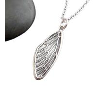 Collier en argent sterling 925, motif ailes de cigale. Métamorphose. Breloque insecte réaliste. Bijou décoratif délicat inspiré de la nature et des entomologistes|Chaîne de 45 cm|Plaqué argent|_3180