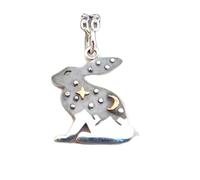 Collier en argent sterling 925, motif lapin et chaîne de montagnes. Étoiles de lune en bronze. Pendentif animal totem lièvre sauvage. Cadeau d'intuition mystique | Avec chaîne de 45 cm | Plaqué