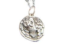Collier en argent sterling 925, pendentif hibou rustique représentant un petit animal totem réaliste, symbole de sagesse et de connaissance, bijou de fin d'études|Chaîne de 45 cm|Plaqué argent|_3101