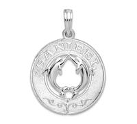 Collier en argent sterling 925 plaqué rhodium poli Sanibel avec pendentif en forme de dauphins 25,02 mm de long pour femme
