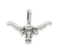 Collier en argent sterling 925 poli avec pendentif en forme de taureau avec cornes mesurant 15 x 23 mm de large Bijoux pour femme