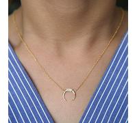 Collier en Argent Sterling 925 pour Femmes, Couleur Or Rose, Croissant de Lune, Croix délicate, chaîne Fine, Collier de Lune