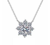 Collier en argent sterling à huit pétales de tournesol et flocon de neige pour femme., Métal