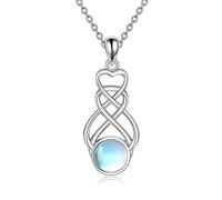 Collier en argent sterling avec cœur celtique et pierre de lune pour femmes et filles, en argent sterling, inconnu