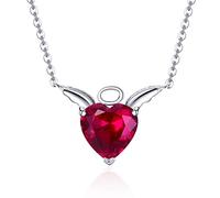 Collier en argent sterling Crimson Love Wings - Collier à pendentif minimaliste en argent sterling 925 pour femme, chaîne réglable