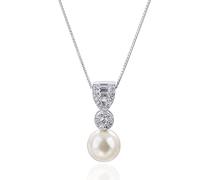 Collier en Argent Sterling, Pendentif de Collier de Perles en Argent pour Femmes Collier de chaîne de boîte géométrique 20,4x8,3 mm