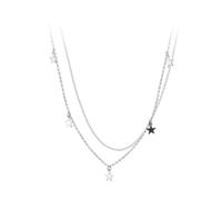 Collier en argent sterling S925, double couche, pentagramme, délicat, étoile, pour femme