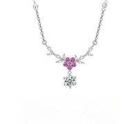 Collier En Argent Sterling S925 pour Femme Orné D'Un Pendentif Fleur En Topaze et De Zircon Cubique. Bijou Idéal pour Les Mariages et Les Mariées. Cadeau Parfait pour Les Fêtes De Fin D'Année.