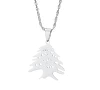 Collier En Cèdre Du Liban,Chaîne De Drapeau Libanais Vintage,Pendentif De Contour De Carte Creuse,Creux Pour Femmes Et Hommes,Charme Ethnique,Collier De Polissage De Mode,Bijoux,Filles Unisexe,Blan