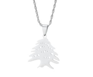 Collier En Cèdre Du Liban,Chaîne De Drapeau Libanais Vintage,Pendentif De Contour De Carte Creuse,Creux Pour Femmes Et Hommes,Charme Ethnique,Collier De Polissage De Mode,Bijoux,Filles Unisexe,Blan