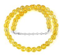 Collier en citrine AAA - 45 cm - Collier en citrine véritable - Collier de perles de citrine - Collier de 8 mm - Collier hippie bohème