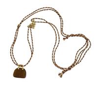 Collier en corde fait à la main avec pendentif œil d'animal naturel pour femme - Présentation d'un pendentif en pierre naturelle tissée à la main avec cordon marron, Einheitsgröße, comme décrit, Comme