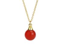 Collier en Cristal D'Agate Rouge Avec Chaîne Dorée,Colliers Diffuseurs D'Huiles Essentielles pour Femmes,Pendentif Petite Boule Tendance,Amulette Chork,Bijoux Cadeaux pour Filles,Anniversaire,Noël
