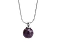 Collier en Cristal D'Améthyste Avec Chaîne en Argent,Colliers Diffuseurs D'Huiles Essentielles pour Femmes,Pendentif Petite Boule Tendance,Amulette Chork,Bijoux Cadeaux pour Filles,Anniversaire,No