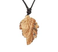 Collier en Cristal De Feuilles De Pierre Naturelle, Pendentif en Perles De Chakra Avec Cordon Réglable, Ras Du Cou À Breloques en Pierres Précieuses Polies pour Femmes Et Hommes, Image Jasper
