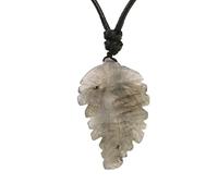 Collier en Cristal De Feuilles De Pierre Naturelle, Pendentif en Perles De Chakra Avec Cordon Réglable, Ras Du Cou À Breloque en Pierres Précieuses Polies pour Femmes Et Hommes en Labradorite