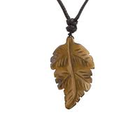 Collier en Cristal De Feuilles De Pierre Naturelle, Pendentif en Perles De Chakra Avec Cordon Réglable, Ras Du Cou À Breloques en Pierres Précieuses Polies pour Femmes Et Hommes, Œil De Tigre