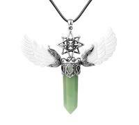 Collier En Cristal De Guérison À Colonne Hexagonale Pour Femmes Et Hommes, Pendentif Ailes D'Ange, Pendentif Gothique Hexagramme Creux Avec Corde De Cire, Bijoux En Pierres Précieuses Naturelles