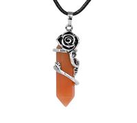 Collier En Cristal De Guérison Enveloppé De Fleurs Reiki, Pendentif Hexagonal Pointu En Pierre Naturelle, Bijoux En Pierres Précieuses Romantiques, Cadeaux Pour Femmes Et Hommes Amoureux Du Jade