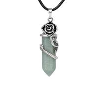 Collier En Cristal De Guérison Enveloppé De Fleurs Reiki Pierre Naturelle Pendentif Pointu Hexagonal Collier Pierres Précieuses Romantiques Bijoux Cadeaux Pour Femmes Hommes Amoureux Aventurine V