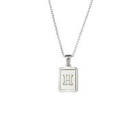 Collier en cristal de guérison, pendentif en acier inoxydable avec coquillage blanc naturel et lettre H, pierre précieuse naturelle, pour hommes, femmes et couples