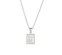 Collier en cristal de guérison, pendentif en acier inoxydable avec coquillage blanc naturel et lettre U, pierre précieuse naturelle, pour hommes, femmes et couples